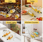 Wine Rack, Freestanding Modern Gold Metal, Wine Storage Cabinet Shelf Wine Racks Countertop for Pantry,Kitchen Wine Bottle Rack (10 Bottles)