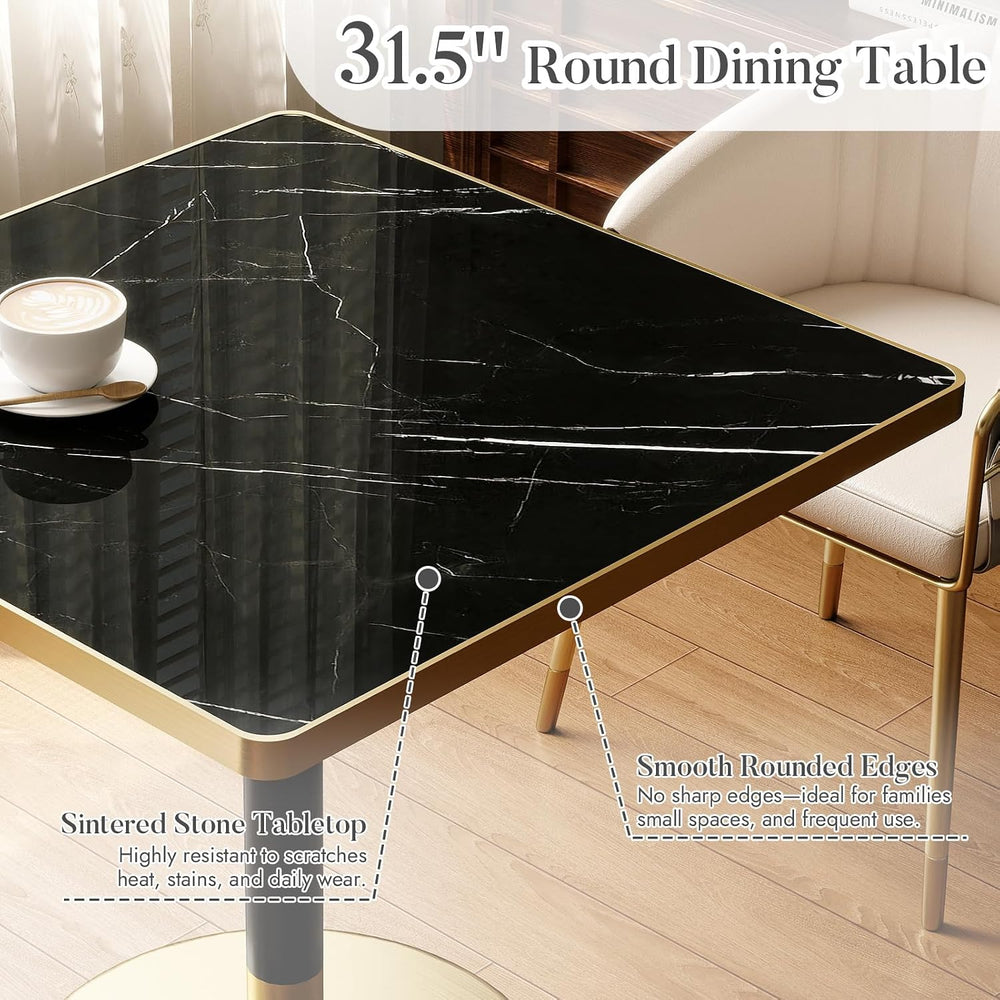 31.5'' Tulip Table, Square Dining Table with Sintered Stone Tabletop ...