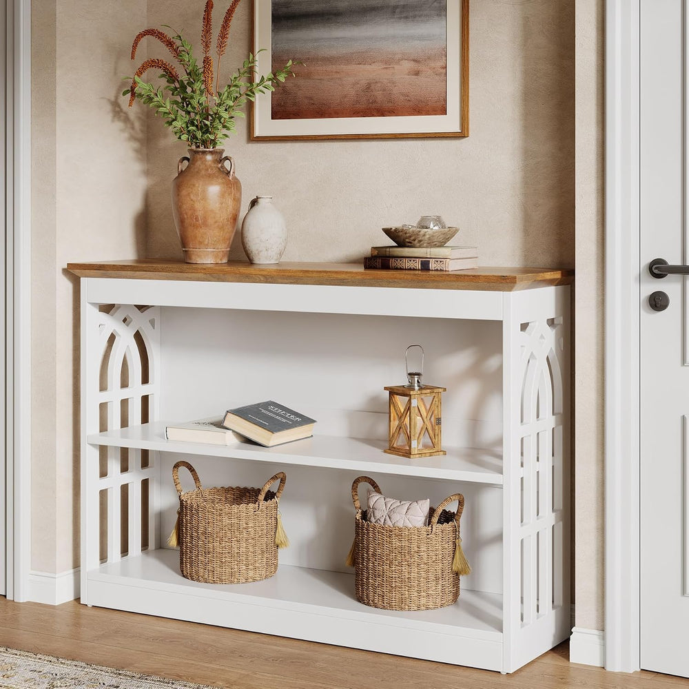 Tribesigns Modern Console Table for Entryway, 41.34-Inch White Sofa Table Beh...