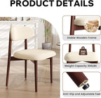 Wooden Dining Chair Set of 4, Modern Dining Chairs with with Curved Back, Linen Fabric Upholstered Kitchen Room Chairs with Adjustable Legs for Farmhouse Dining Living Room,Beige