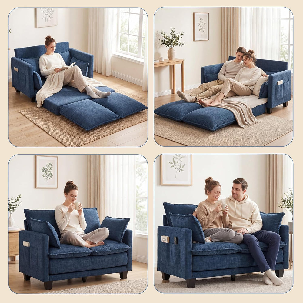 49" Loveseat Sofa Bed, 2 in 1 Convertible Small Sofa Pull Out Couch Bed ...
