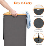 Lifewit 120L Laundry Basket with Lid, Clothes Hampers for Laundry with Bamboo Handles and A Removable Laundry Bag, Large Foldable Hamper for Bedroom, Bathroom, Dorm, Laundry Room, Dark Gray