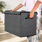 Mayniu Large Toy Box Chest with Lid, Kids Toy Storage Organizer Bins Basket for Living Room, Nursery, Closet, Bedroom, Playroom 25"x13" x16" (Black)