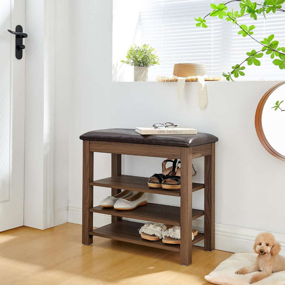Shoe Storage Bench for Entryway, 24" Lift Top Storage Bench with PU Leat...
