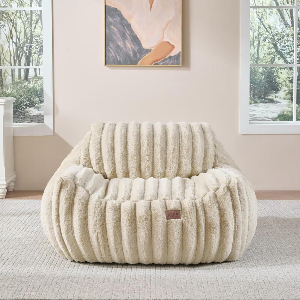 Giant Plush Bean Bag Chair for Adults with Armrests,Oversized Comfy Beanbag L...