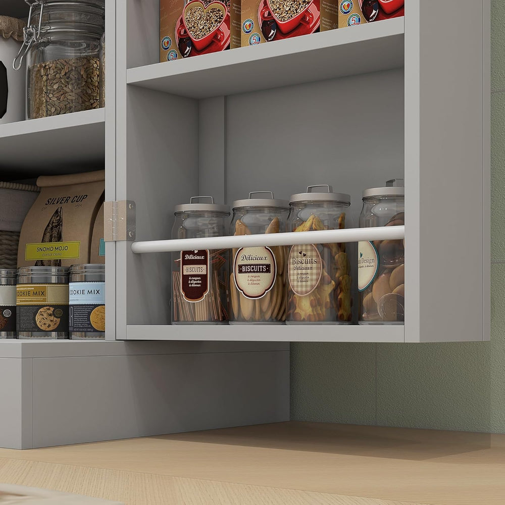 HOMCOM 65" Kitchen Pantry Storage Cabinet 16 Door Shelves Gray | Freesta...