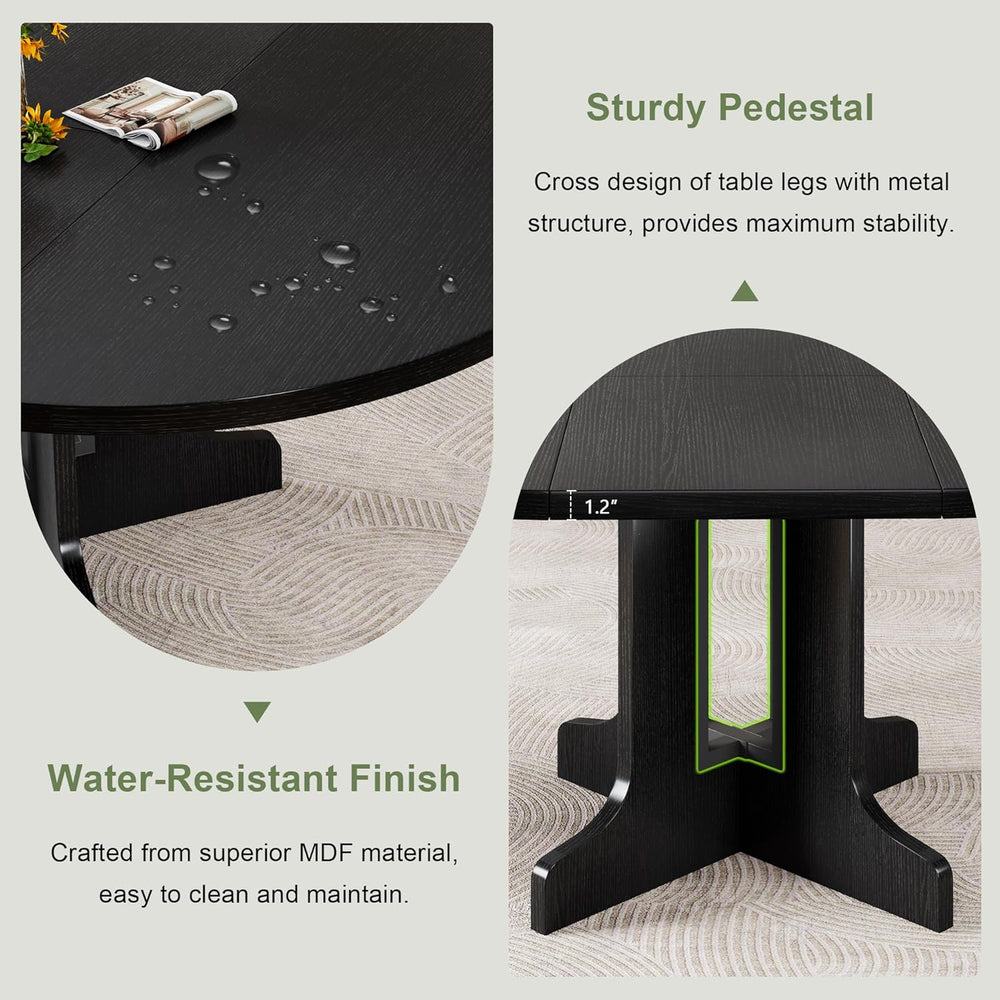 Feonase 43.3-59" Round Extendable Dining Room Table for 4-6, Modern Oval...
