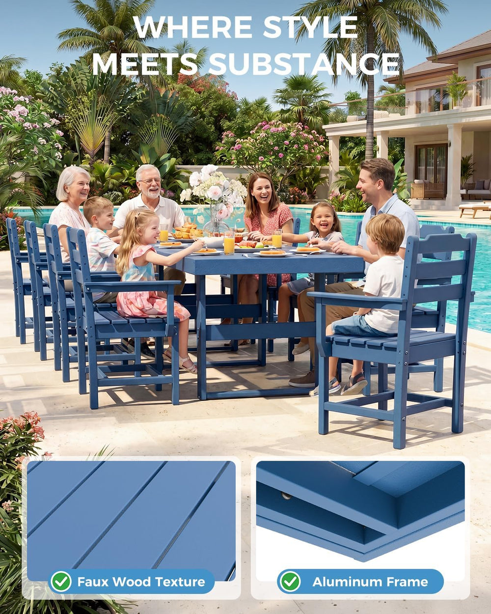 K Knowbody 12-Piece Outdoor Patio Dining Table and Chairs Set, Seats 10