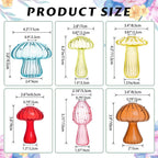 Mushroom Vase, Set of 6 Colored Flower Vase, Propagation Stations Vases, Small Bud Vases Home Decor Cute Glass Mushroom Planter for Room Office Decoration (Colorful)
