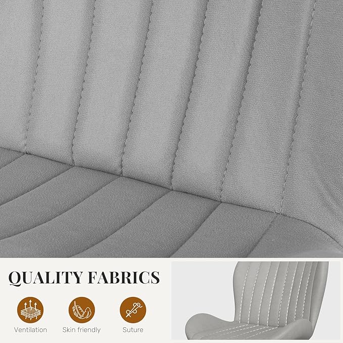 Dining Chairs Set of 4 Modern Fabric Dining Room Chairs Upholstered Dining Chairs with Thick Cushions Metal Legs Armless Back Chair for Kitchen and Living Room Light Gray