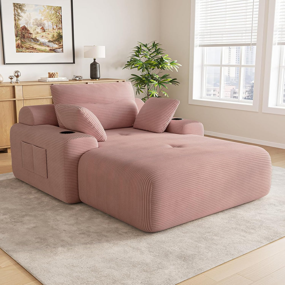 69” Oversized Chaise Lounge Chair Indoor, Soft Floor Chaise Lounge Reading Ch...