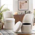MALOL Swivel Accent Chair, 360° Swivel Chair with Hidden Storage, Modern Small Barrel Swivel Armchair for Living Room/Bedroom, Beige