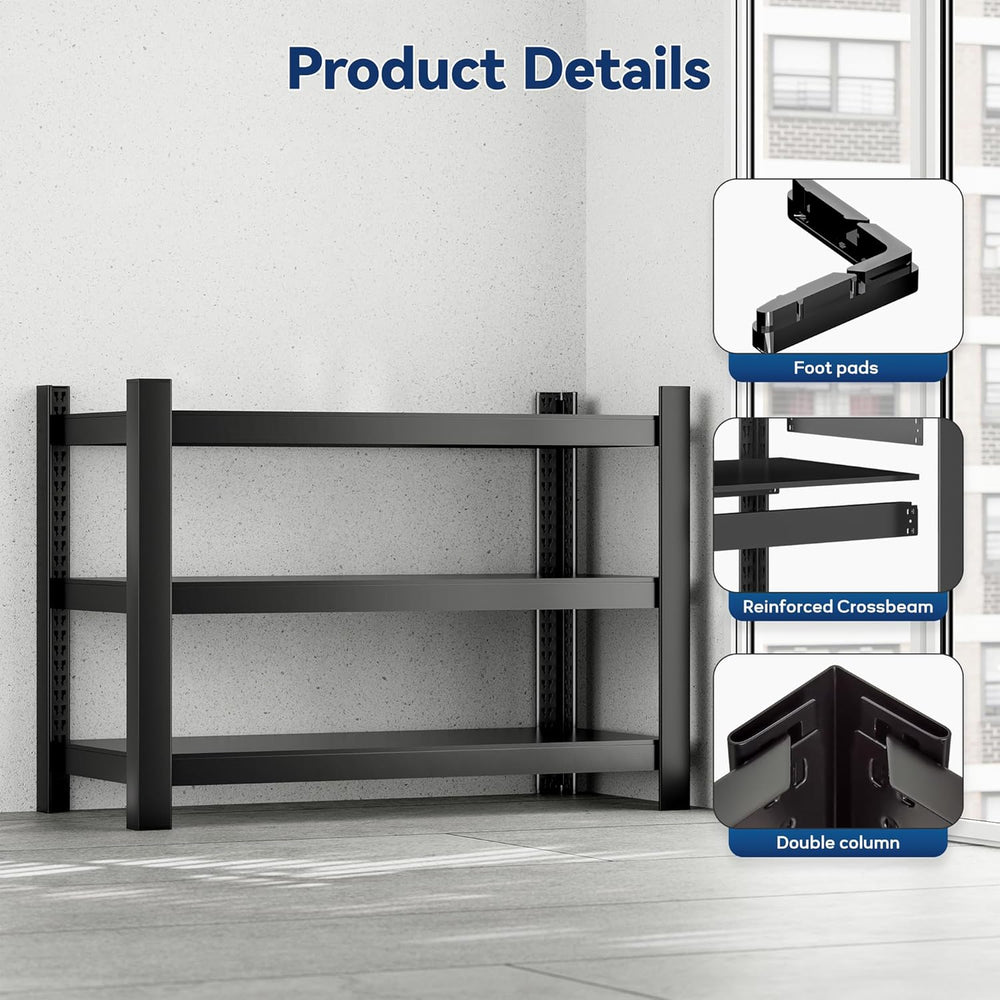 Wanfu Garage Shelving, 3 Tier Shelving Unit, 36" H x 36" W x 16&quo...