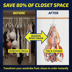 Rotatable Belt Hanger & Bra Organizer for Closet, 2 Pack Space Saving Multi-Purpose Hanging Holder for Tank Tops, Ties, Scarves, Max 48 Storage Capacity Metal Closet Organizers, Silver