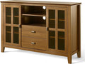 SIMPLIHOME Artisan TV Stand - 53 inch Wide Solid Wood Tall Media Console in Honey Brown, Contemporary Entertainment Center for Living Room for TVs up to 60 Inches with Drawers and Cable Management
