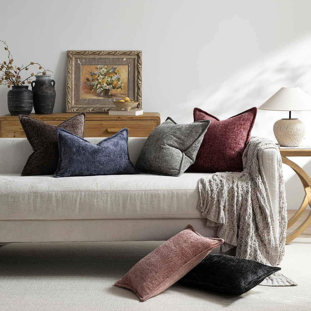 DEZENE Pack of 2 Chocolate Brown Decorative Throw Pillow Covers 20x20 Cozy So...