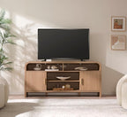 TV Stand for TVs Up to 65'' - [Unique Curved Profile, FSC-Certified Wooden Board] Entertainment Center with Adjustable Shelves and Storage Cabinet Modern Media Console for Living Room