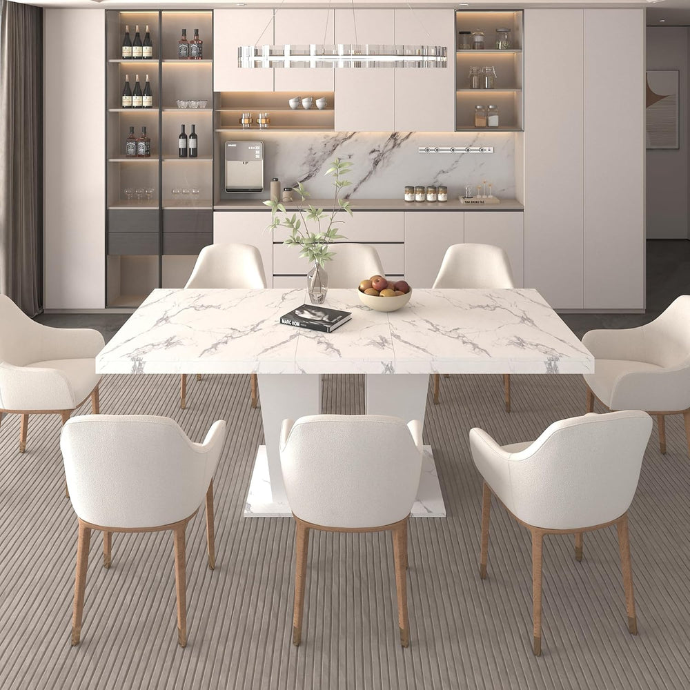 78.74'' Extendable Rectangular Dining Table for 4-8, Modern Mid-Centu...