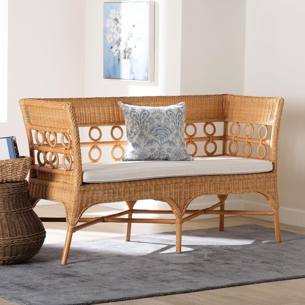 Bali & pari Oxford Natural Rattan Furniture with Braided Edges and emblis...