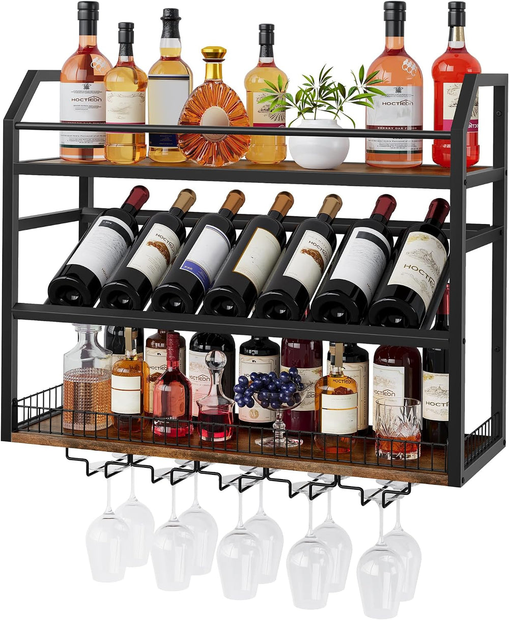 Hoctieon Wall Mount Wine Rack, Wall Mounted Wine Bottle Rack for Display and ...