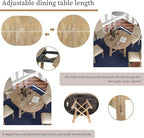 Merax 5-Piece Farmhouse Dining Furniture Set, Wooden Round Extendable Table, and 4 Upholstered Chairs, Natural Wood Wash