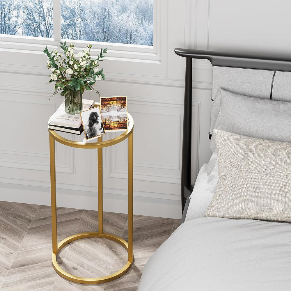 Easy Paws C Table Side End Table, Small Round Couch Sofa Tray Snack Table for...