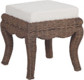 JONATHAN Y Rowan 19.7" Coastal Woven Rattan Vanity Stool, Black Wash | Bohemian Art Deco Accent, White Padded Upholstered Seat, Solid Mango Wood Base, Supports Up To 225 Pounds