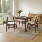 Wooden Dining Chairs Set of 4, Upholstered Modern Dining Room Chairs, Mid Century Solid Oak Wood Kitchen Chairs for Living Room, Restaurant, Farmhouse (Cream Fabric & Walnut Color)
