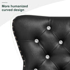 SyMax Dining Chairs Set of 8, Faux Leather Wingback Upholstered Dining Room Chairs with Diamond and Nailhead, Mid Century Modern Tufted Kitchen Chairs with Wood Legs, Black