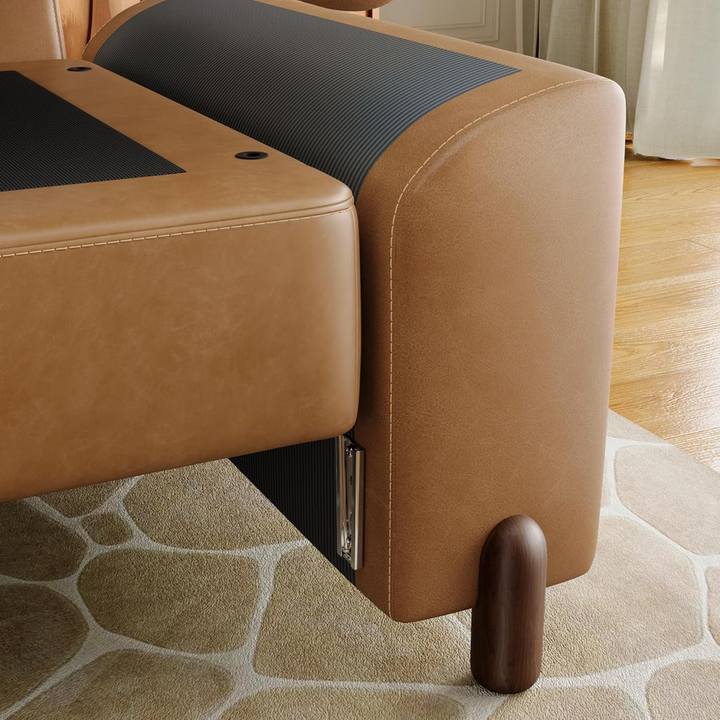 SITJOY Oversized Sectional Couches for Living Room, Extra Large Deep Seat Couch with Chaise, 118" Wide Couch, 3 Seater L Shaped Couch with Storage Ottoman, Pet-Friendly Leather in Brown