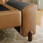 Cloud Couch Sectional, 3 Seater L-Shaped Sofa, Faux Leather in Brown | Pet-Friendly Scratch-Resistant Leather Sectional Sofas for Living Room, Deep Seat Wide Couch with Chaise, Storage Ottoman