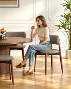 Wooden Dining Chairs Set of 4, Mid Century Modern Upholstered Kitchen Chairs with Solid Wood Legs, 350lb Heavy Duty Padded Side Chairs for Dining Room & Vanity, Camel