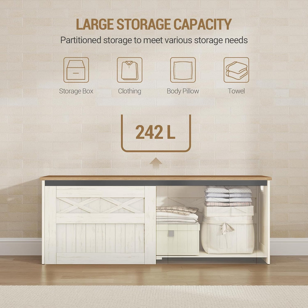 Hzuaneri 47.2" Storage Chest, Large Storage Bench with 2 Hinges, Farmhou...