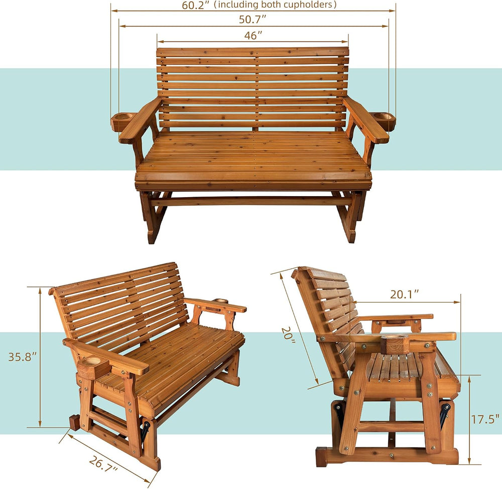 Fortune Candy Patio Glider with Cup Holders, High Roll Back and Deep Contoure...