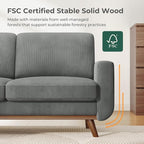 Vesgantti 68" Loveseat Sofa Dark Gray, Comfy Corduroy Couch with Spring Cushion and Solid Wood, Modern Extra Deep Seat for Bedroom, Living Room, Office