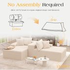 85 Inch Double Chaise Lounge Chair Indoor, Oversized Corduroy Upholstered Boneless Sofa Bed, Deep Seat Sleeper Couch Reading Chairs Cloud Sofas for Living Room, No Assembly Required, Beige