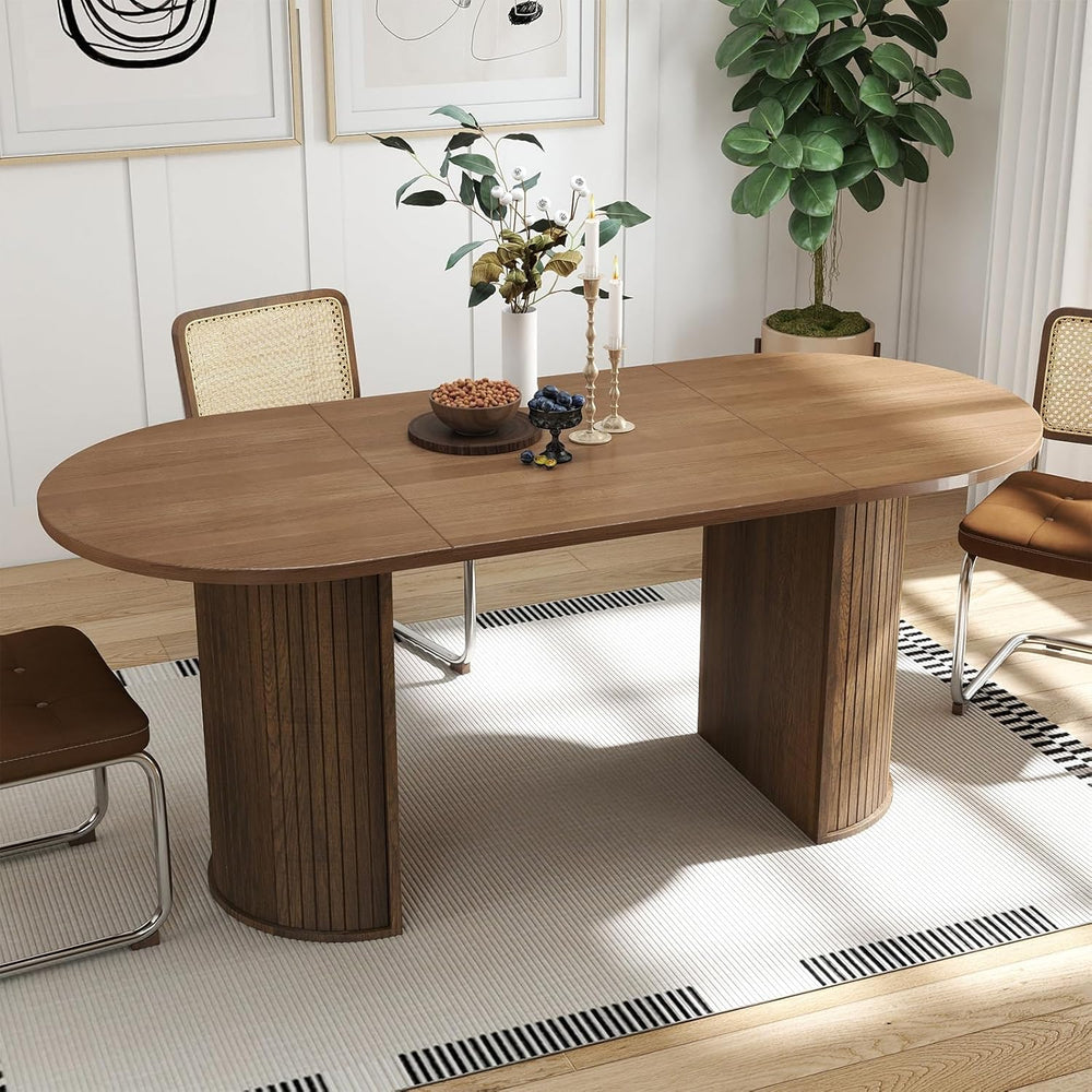 SoarFlash 70.8" Oval Dining Table for 4-6 Person Kitchen Table with Semi...