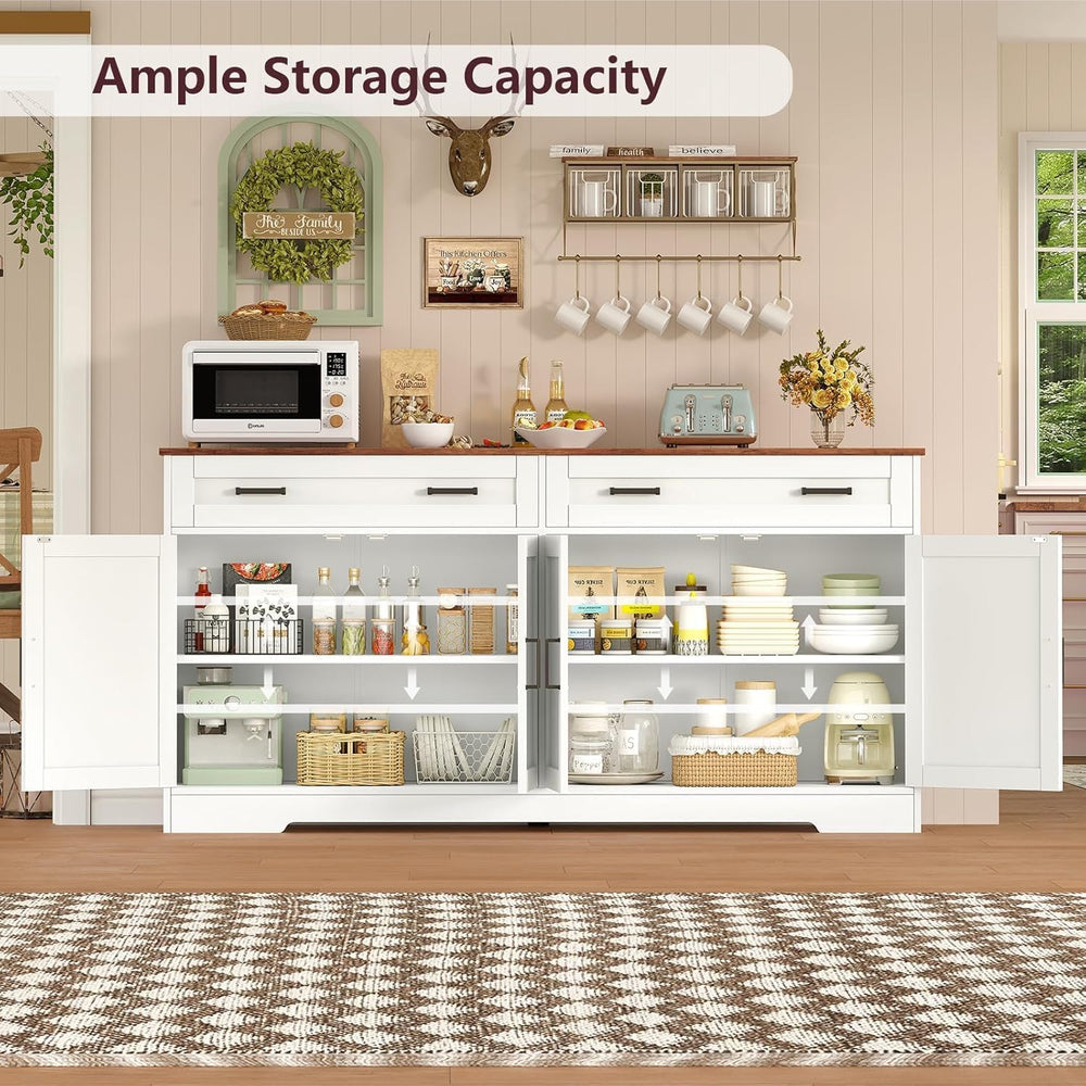 usikey 55" Buffet Cabinet with Storage and Drawers, Large Sideboard Buff...