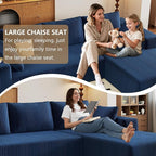 96" Modular Sectional Couch, Boneless L Shaped Cloud Sofa with Chaise Lounge, Corduroy Upholstered Couches Memory Foam Deep Seat, No Assembly Required, Ideal for Living Room(Blue, Right Facing)