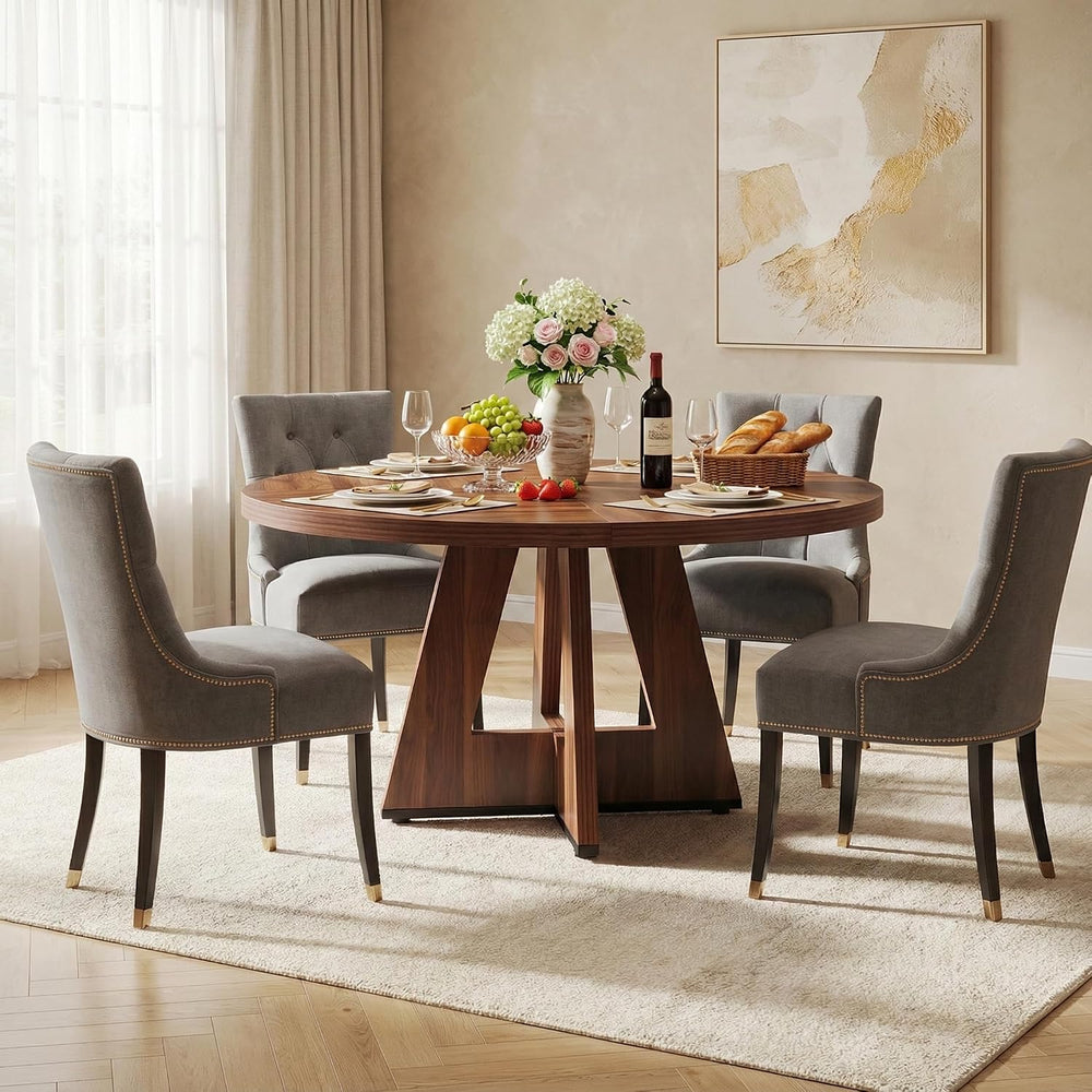 Lailang 47 Inch Dining Table, Round Kitchen Table, Dining Room Table for 4, R...