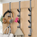 Over The Door Hooks, Metal Door Hooks for Hanging, Over The Door Purse Organizer for Coat Hanger, Back of Shower Door for Hanging Towel Rack Clothes, Hat, Bathroom, Closet (Black-3Packs)