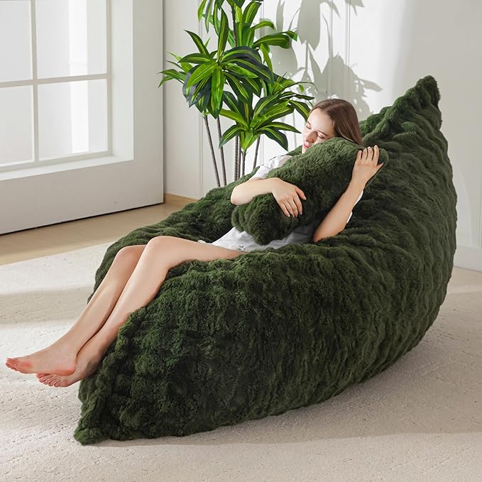 MAXYOYO Giant Bean Bag Chair with Pillow, 3 in 1 Convertible Bean Bag Chair for Adults with Removable Cover, Floor Cushion Stuffed Floor Lounger for Living Room Bedroom, Bubble Green