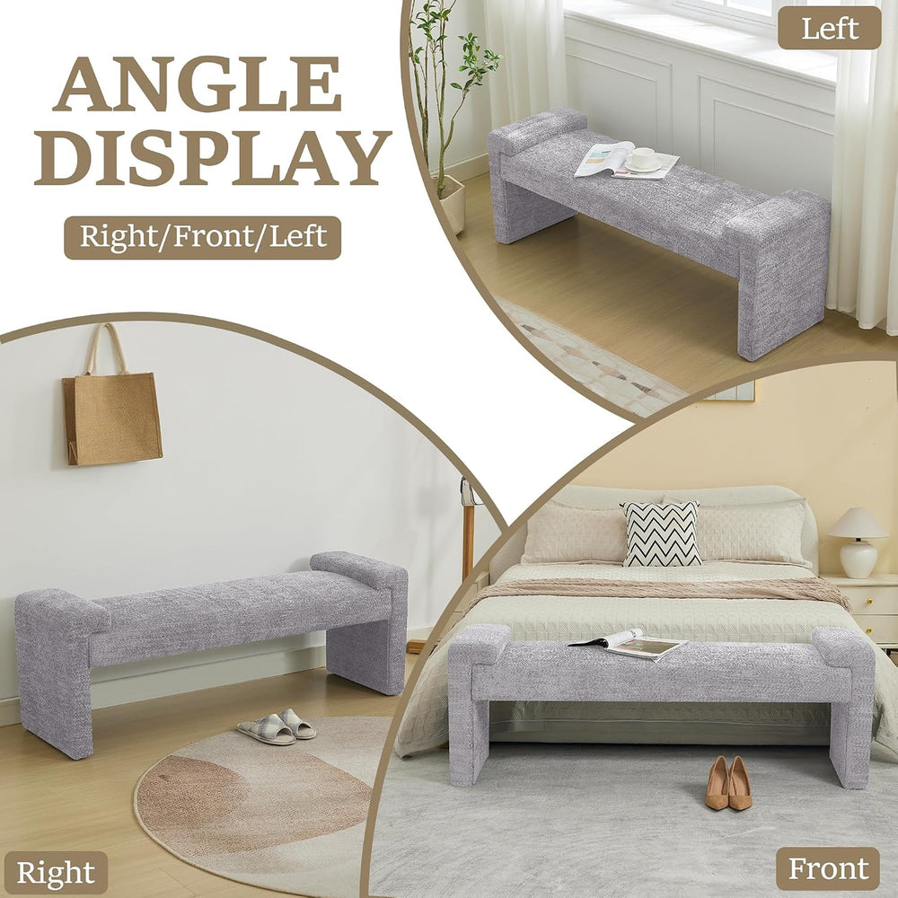 WUTUTUEE 58.7" End of Bed Bench Upholstered Modern Bedroom Bench for Liv...