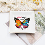 Christian Bible Verse Jewelry Dish Gift for Women, Butterfly Religious 4" Ceramic Jewelry Tray, Christian Gifts for Mom, Daughter, Friends - Birthday, Confirmation, Catholic Gift for Her, Teen Girls
