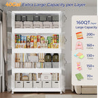 480QT Extra Large Stackable Storage Bins with Lid & Wheels & Doors, 120Gal Foldable Collapsible Closet Organizers, Plastic Cabinet Box Container Drawer for Home Kitchen Bedroom, 3Pack White