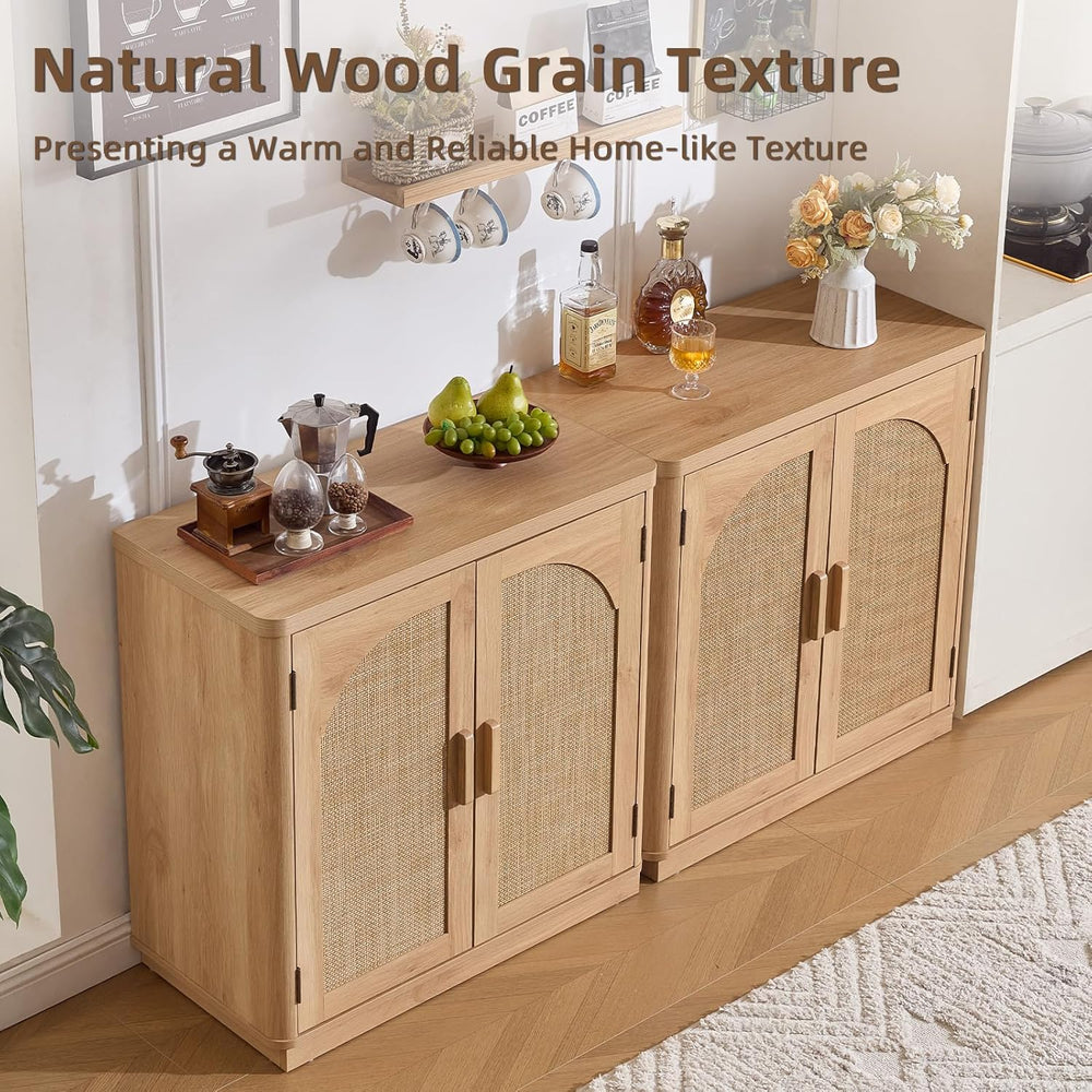 LEYAOYAO Rattan Sideboard Buffet Cabinet with Storage, 31.5" Coffee Bar ...