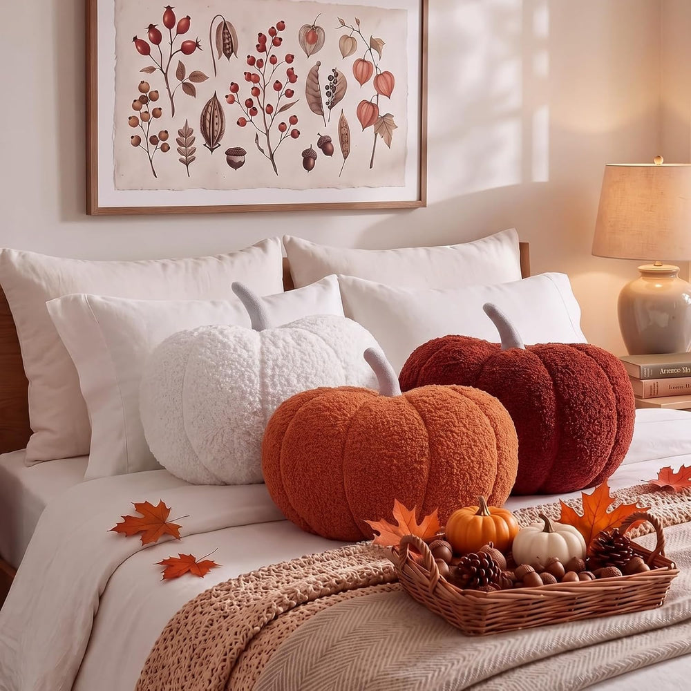 Konohan 3 Pcs Pumpkin Pillows Fall Stuffed Pumpkin Plush Pillow for Autumn Ha...