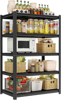 Kitchen Shelf 5 Tier Storage Shelves Adjustable Garage Shelving Unit 2500LBS Metal Shelving Heavy Duty for Industrial, Warehouse, Basement, Commercial, Black