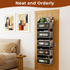 2 Packs 5-Tier Over the Door Storage Organizer with 10 Side Mesh Pockets, 48 lbs Load Capacity, 3 Hooks Design, Hanging Organizer with Clear Windows for Bathroom, Bedroom, Nursery, Kitchen-Black