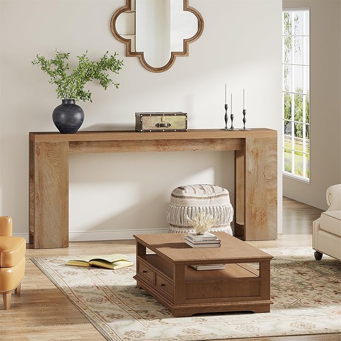 Tribesigns 70.9-Inch Extra Long Console Table, Farmhouse Wood Sofa Table Behi...